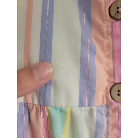 Penelope Mack Rainbow Striped Short Sleeve Button Front Dress Girls Size 6 - Picture 3 of 4